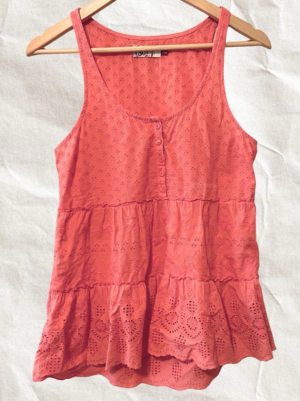 SO Eyelet Button-Front Tank
